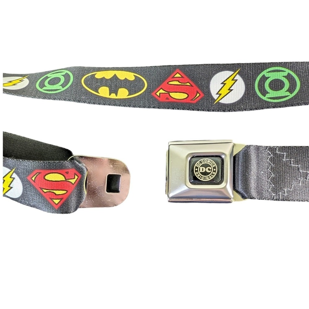 DC Comics by Buckle Down Black Seatbelt Belt Superman Batman Flash Green Lantern - Picture 2 of 9